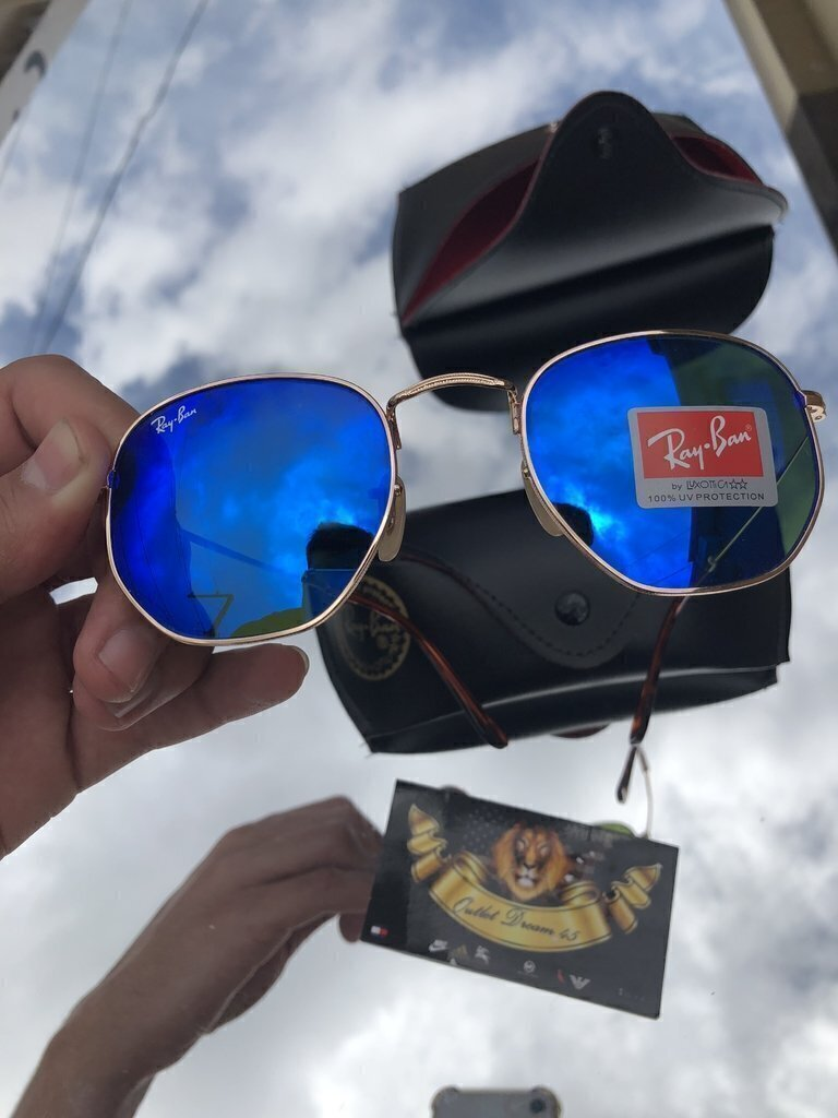 Ray-ban hexagonal azul